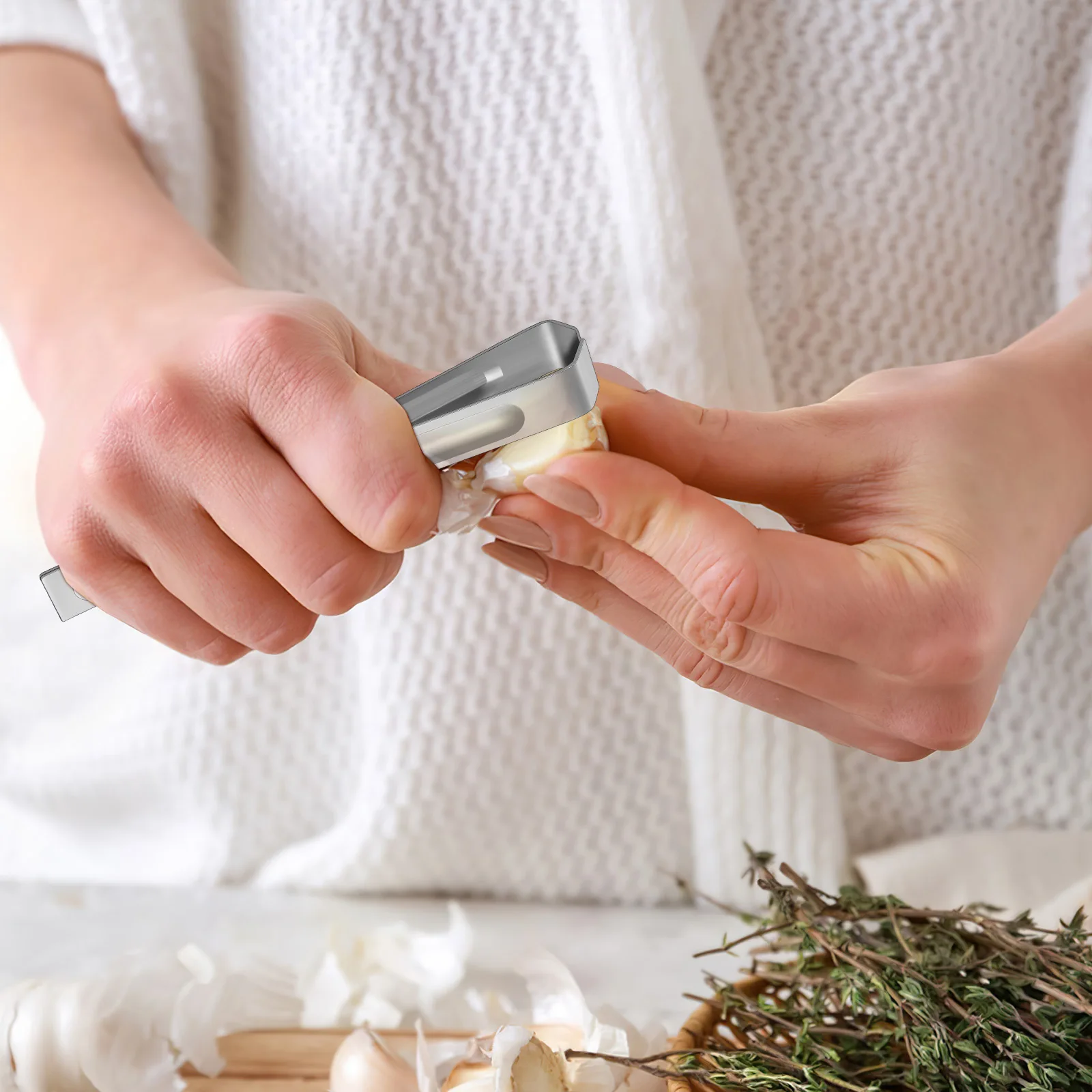 

6Pcs Stainless Steel Garlic Peeler Tool for Easy Peel Cloves Kitchen Gadgets Fine Craftsmanship Reusable Metal Manual Peeling