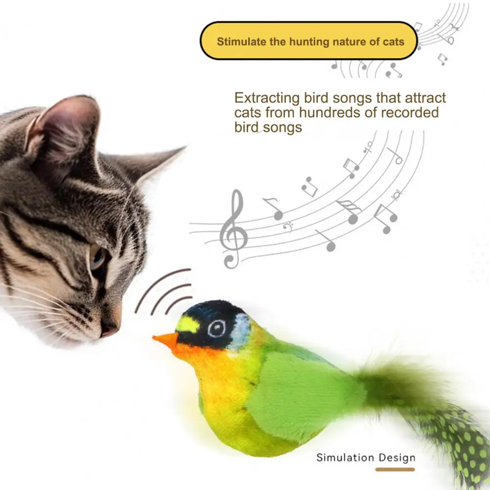 

Cat Toy Realistic Bird Interactive Cat Toy Soft Plush Cat Teaser Toy with Natural Feathers And Sound Pet Supplies Cats Game Toys