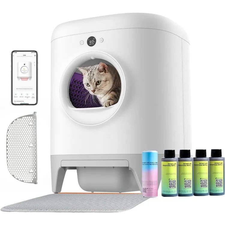 

New Updated PuraX Self-Cleaning Cat Litter Box, Scooping Free Automatic Cat Litter Box for Multiple Cats with Litter Mat