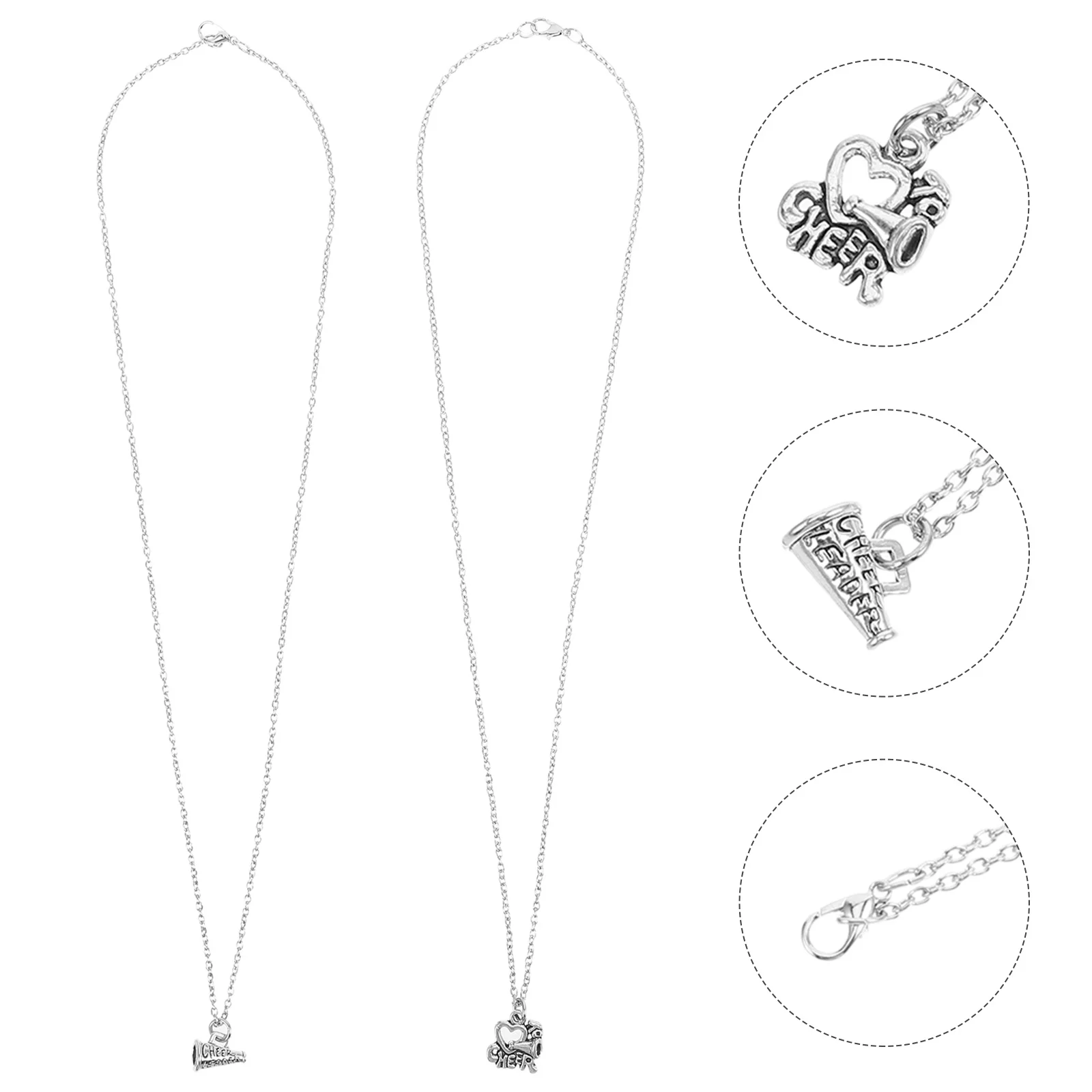 

2Pcs Cheerleader Necklaces Cute Megaphone Pendant Cheer Jewelry for Girls Cheerleading Team Spirit Gift Necklace