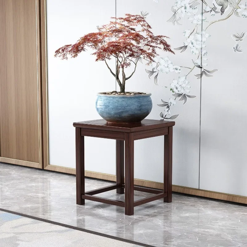 Chinese flower stand New Chinese solid wood flower stand Living room household small apartment flower pot stand Modern simple gr