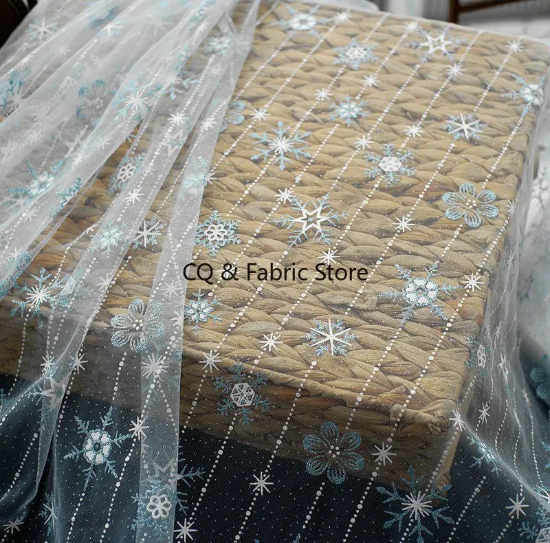 Snowflake Tulle Rainbow Silver Snow Star DIY Handmade Fabric For Baby Dress Wedding Birthday Christmas Decoration