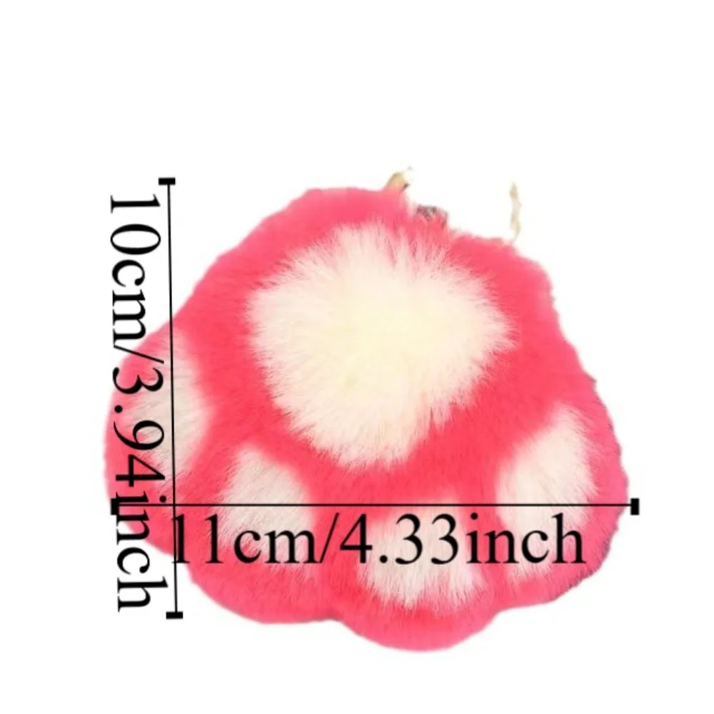 LLavero de piel de pata de gato de peluche, llavero de peluche de pata de gato peluda de amor, colgante de pata de gato con pompón Kawaii, adornos para bolso