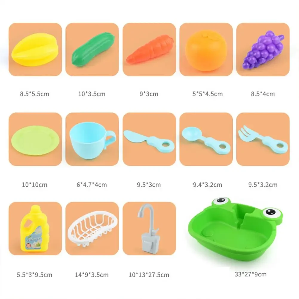 Play House Toys Pretend Play Electric Water Out Children's Kitchen Wash Basin Sink Kids Kitchen Set Toy For Boys Girls Kids Gift