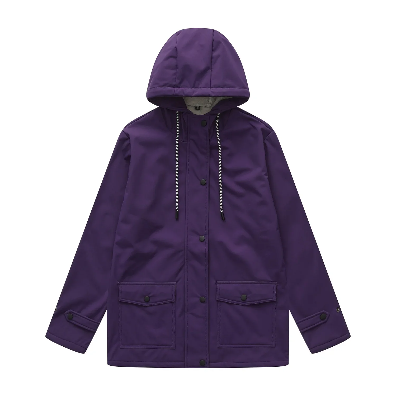 Women's Office Comfortable Casual Hooded Fleece Lined Trench Coat Windproof New Classic Cut Water Resistant Versatile Outerwear