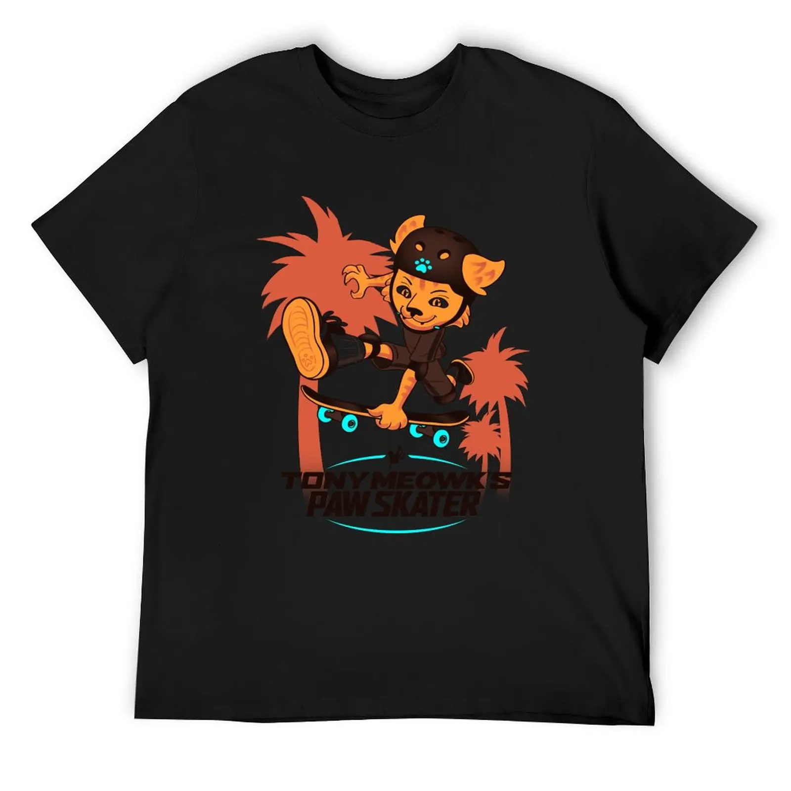 

Tony Meowk's Paw Skater T-Shirt custom t shirt Aesthetic clothing kawaii clothes Men's cotton t-shirt