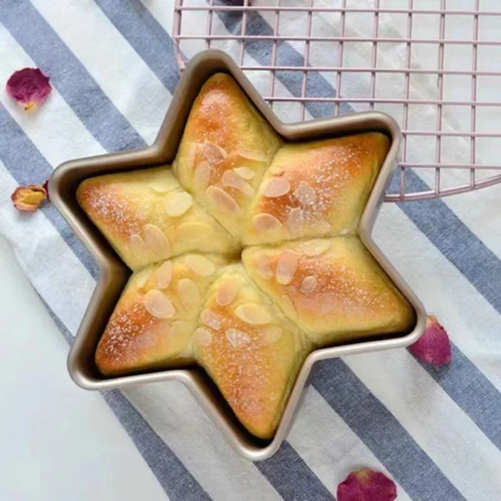 1PC hexagonal non stick bread mold snowflake shaped cheese mousse sponge cake creative face mold baking tray