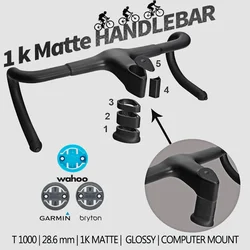 F10  28.6mm Full Carbon Fiber Integrated Cockpit Road Handlebar 1K Matte / gloss  Bicycle parts  within Adapter Computer Mount