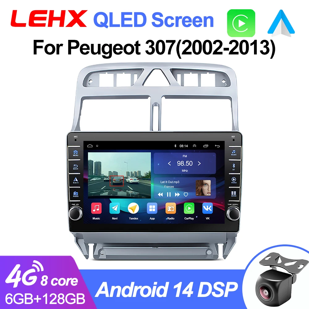 LEHX L6Pro 2din CarPlay Android Car Radio For Peugeot 307 307CC 307SW 2004-2013 Car Multimedia Stereo autoradio Headunit 4G GPS