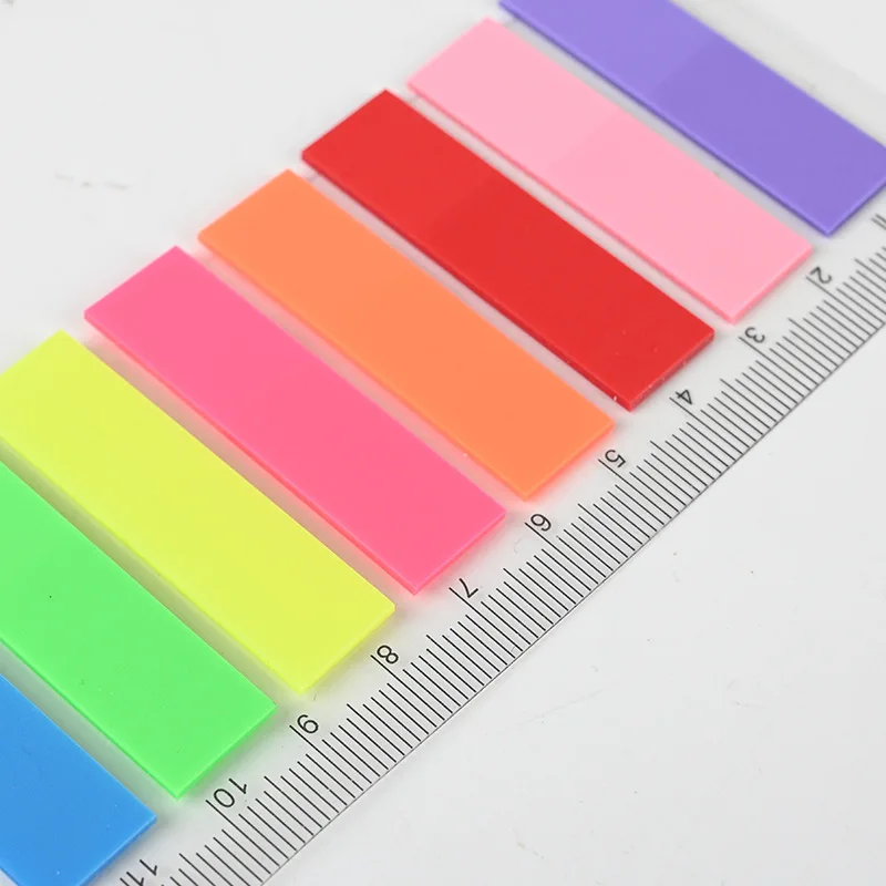 PET-transluzente 8-Farben-Regenbogen-Haftnotizen, kreative Etiketten-Indexnotizen mit Lineal, funktionelle Büro-Lernnotizen