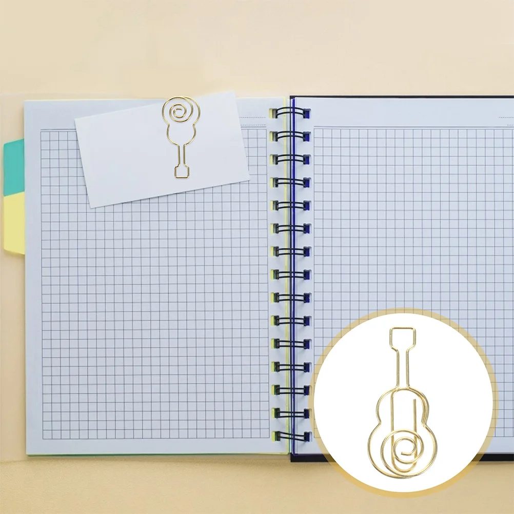 

30Pcs Guitar Shaped Paper Clips Unique Metal Book Organizers Cute Stationery Decorative Office Supplies Paper Clip Book Markers