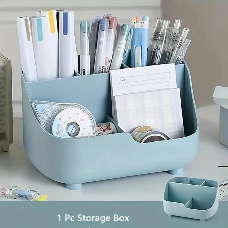 

Large Capacity 5-Grid Pen Holder Multifunctional Makeup Brush Organizer High Quality Plastic Desktop Storage Bucket