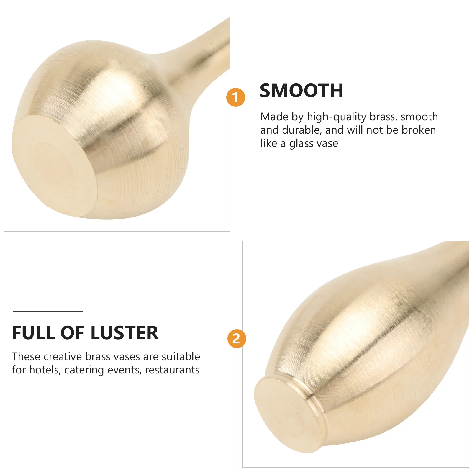 

2Pcs Pure Copper Brass Mini Vase Charming Creative Compact Desktop Vases Flower Arrangement Decoration for Hotels Home