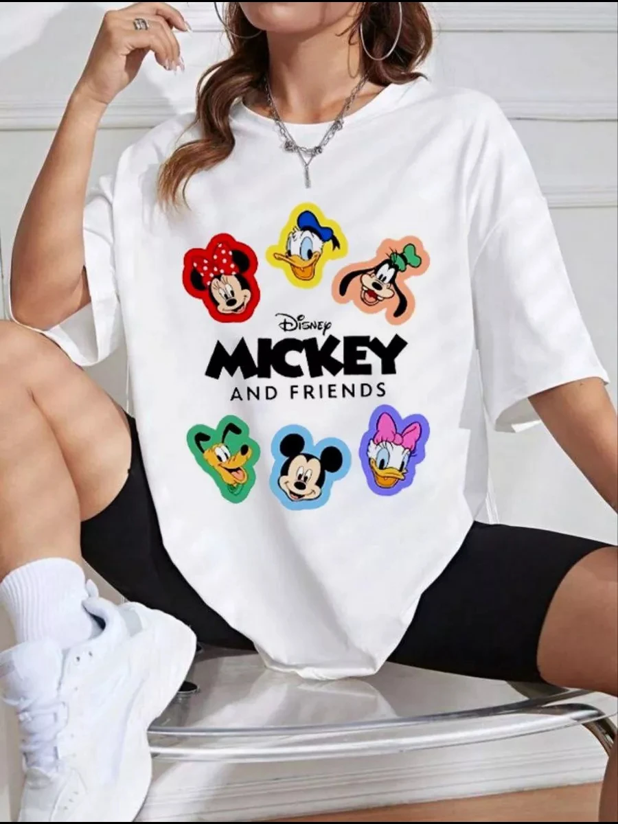 

Classic Anime Disney Mickey Mouse Cartoon Printed T-Shirt For Men&Women Couple'S Short Sleeved Casual Commuting Women'S Top Tee