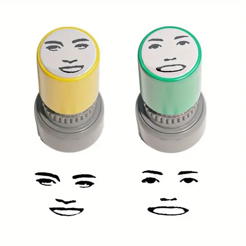 Novelty Face Memes Seal Stamp: Cute Prank Trick Engraved Funny Self-Inking Printing Stamp - DIY Office Supplies