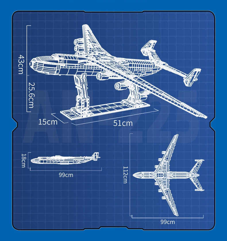 1:84 Maßstab Modernes Fahrzeug An-225 Militär-Transportflugzeug Baustein Sowjetisches Flugzeugmodell Konstruktions-Bausteine Spielzeug – Detail 5