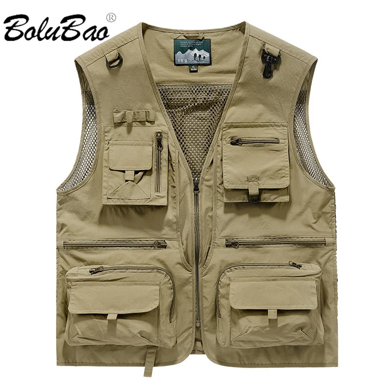 

BOLUBAO 2024 Outdoor Leisure Vest For Men Solid Color Multi-Pocket Fashion Coat High Quality Design Selling Leisure Vest For Men