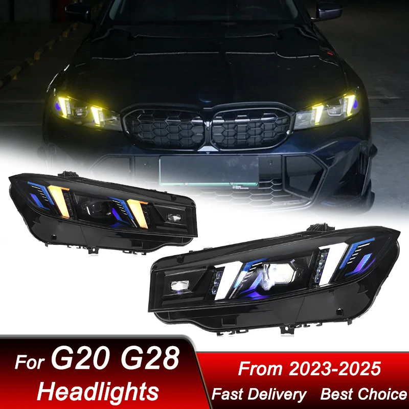 

Car Headlights For BMW 3 series G20 G28 2023-2025 white yellow DRL LED Headlamp Assembly Upgrade Projector Lens Accessories Kit