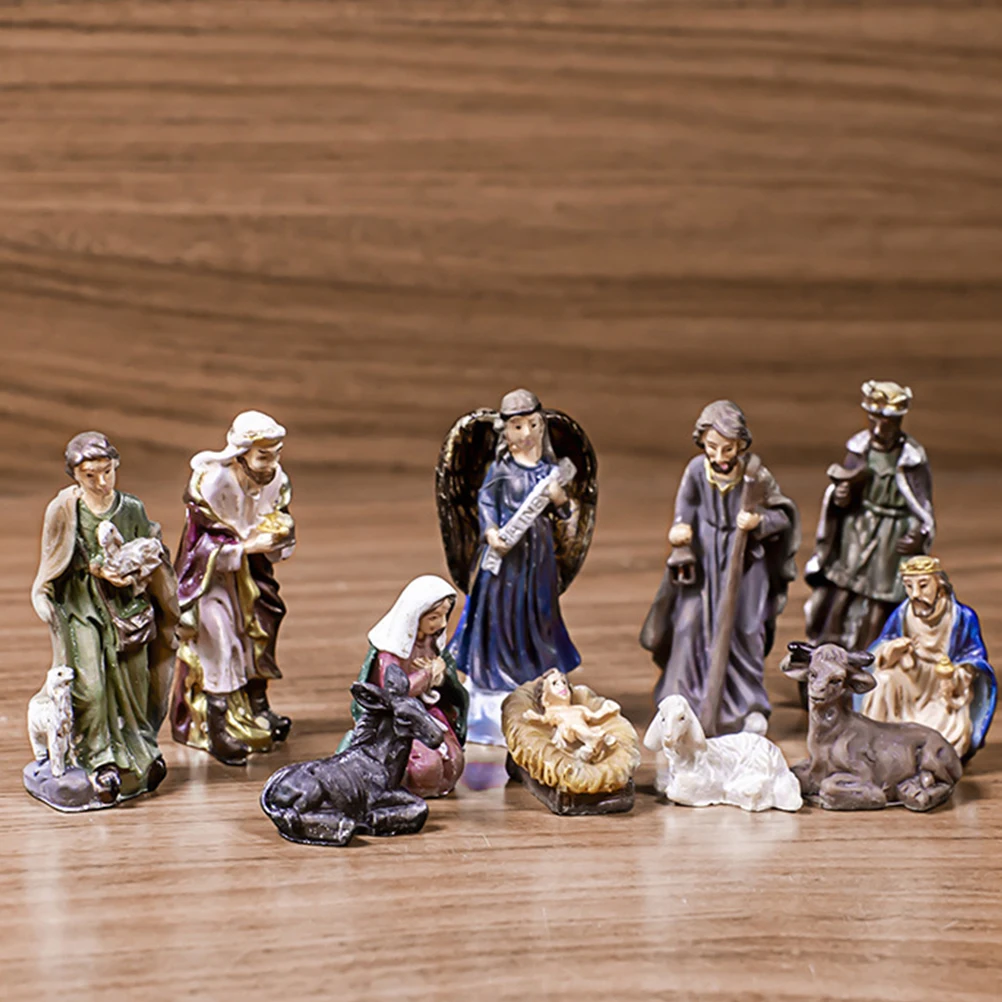 

Nativity Jesus Birth Decoration Indoor Religious nament Christmas Kids Room Table Bookcase Retro Statue Meaningful