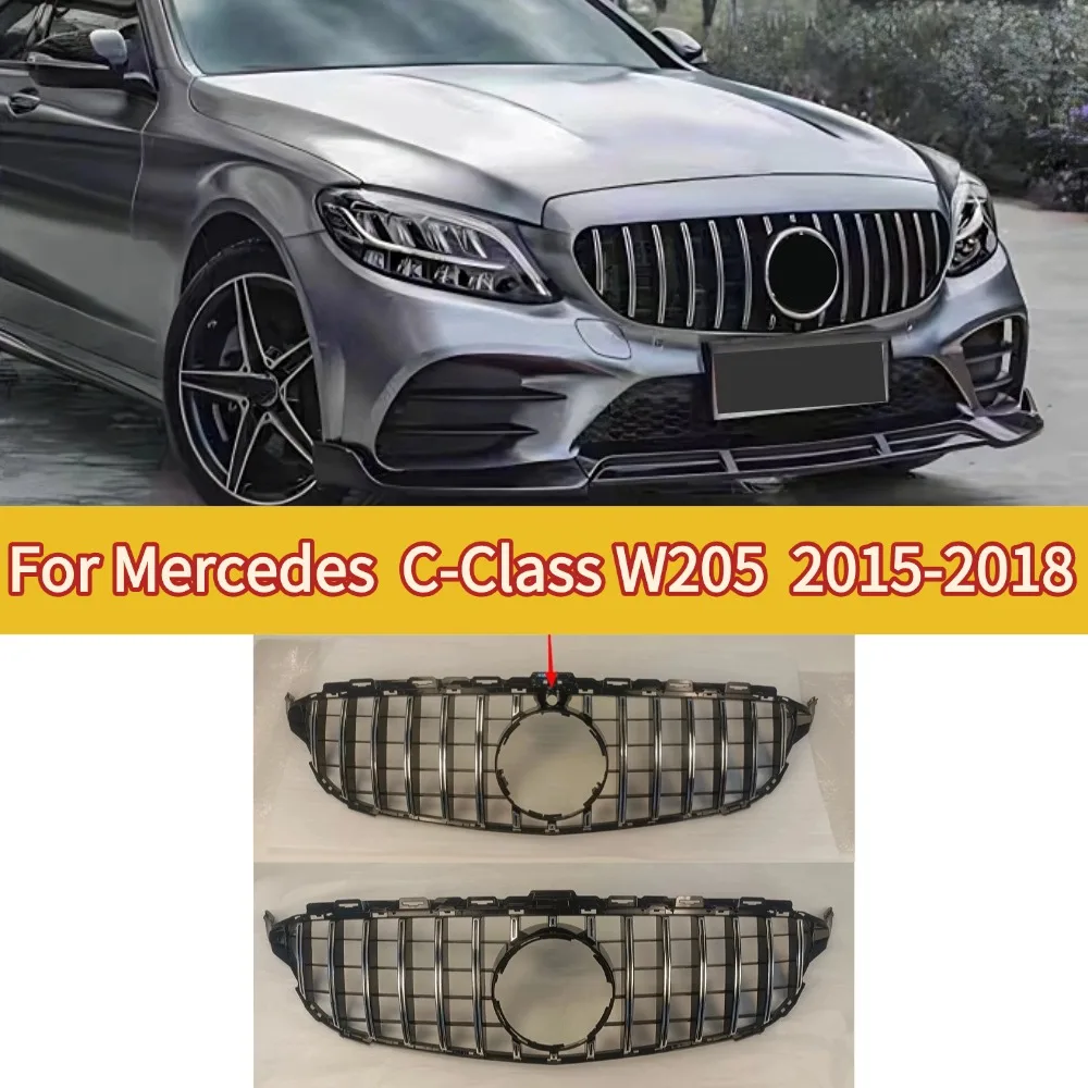 For Mercedes Benz W205 S205 C205 Benz C-Class  2015-2018 C180 C200 C250 C300 C260  Front Radiator Grille Bumper Grill Upgrade Tu