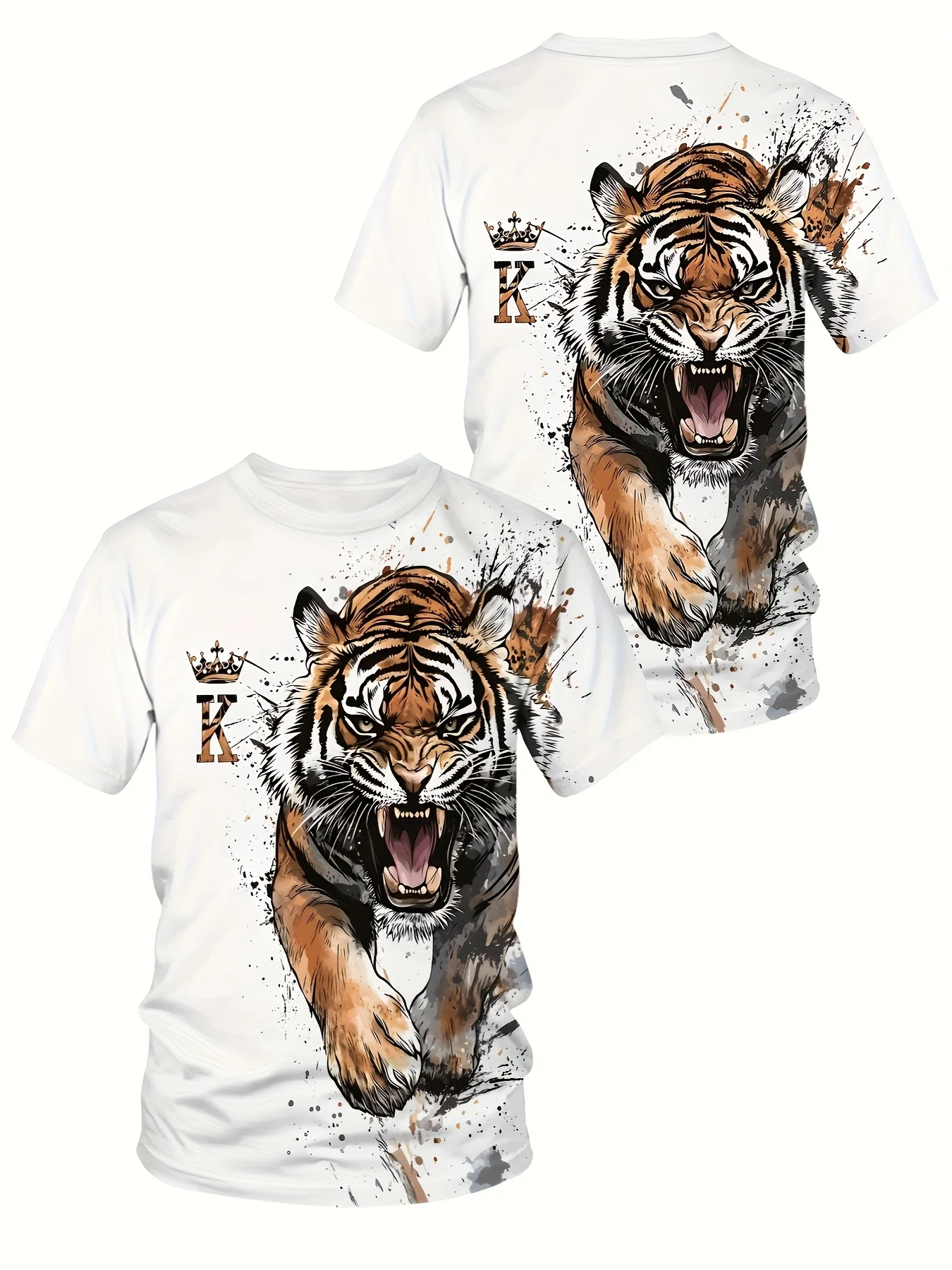 

Funny 3D Tiger Print Men's T Shirt Fashion Dragon Graphic T-Shirts Casual O-neck Loose Short Sleeve Tops High Quality Clothing