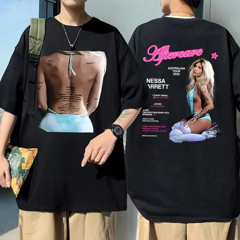 

Nessa Barrett Aftercare Tour 2025 T Shirts Men Women Fashion Pop Punk Music T-shirts Unisex Casual Vintage Short Sleeve T-shirt