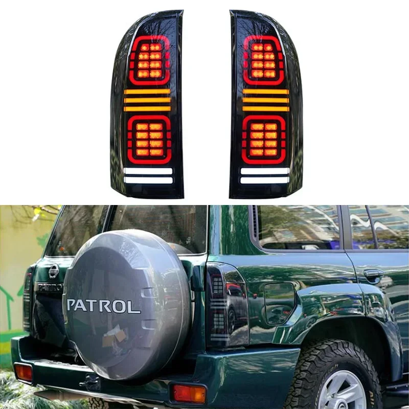 Car LED Tail Lights Taillight For Nissan Patrol Y61 2005-2022 Rear Lamp DRL + Dynamic Turn Signal + Reverse + Brake LED