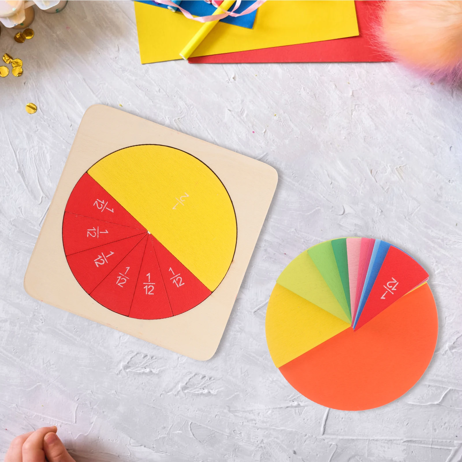 Juguetes de fracción para niños, bandejas de números de madera para aprendizaje temprano, contadores de matemáticas para educación cognitiva, embalaje de regalos divertidos y prácticos