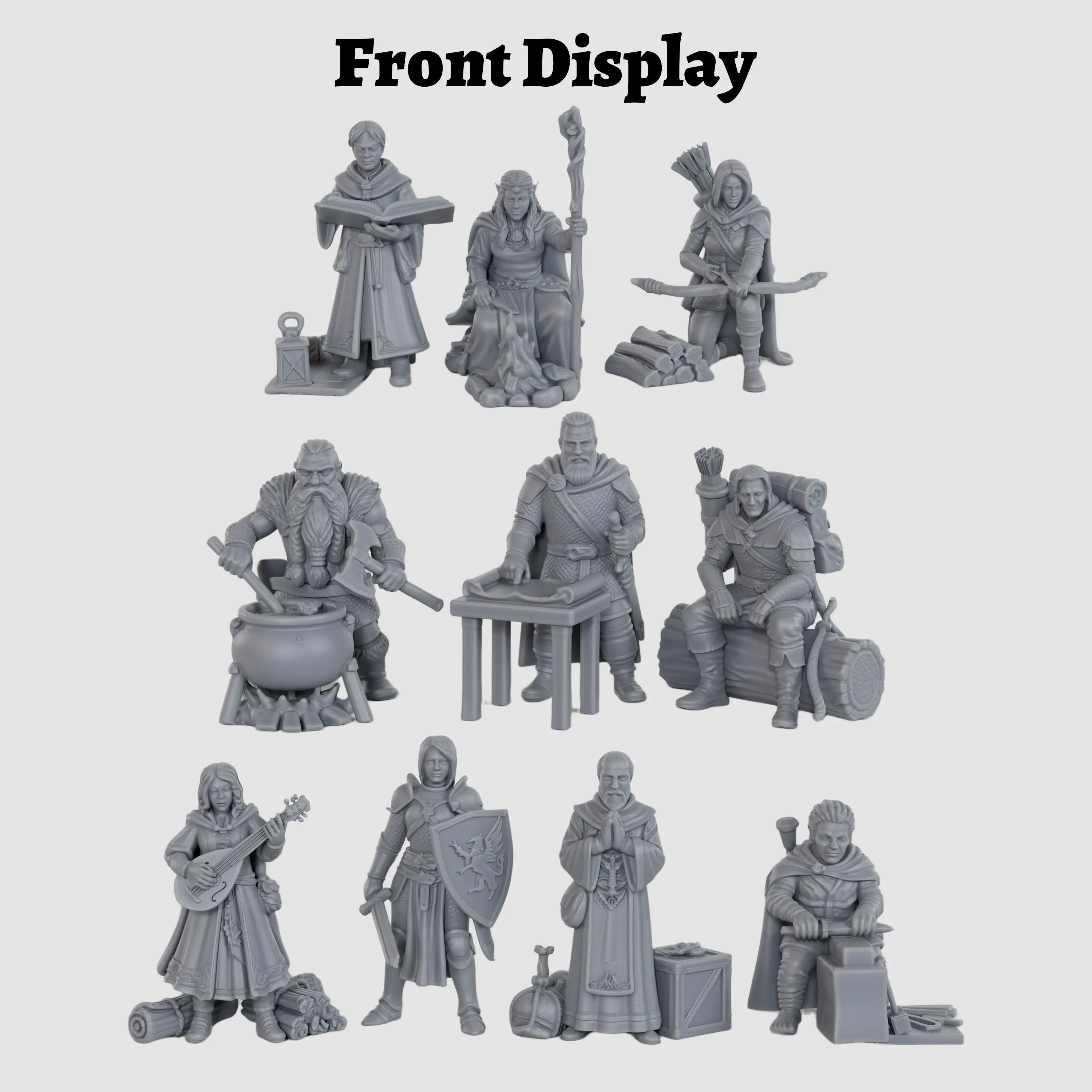 Fantasy Adventurer NPC Miniature Pack - TTRPG Character Figurines, Collectible Models, Ideal Gift for Gamers & Tabletop Display