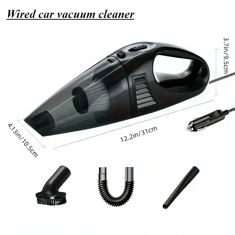 12V Rechargeable Car Vacuum - Portable Handheld Cleaner with Washable Filter
