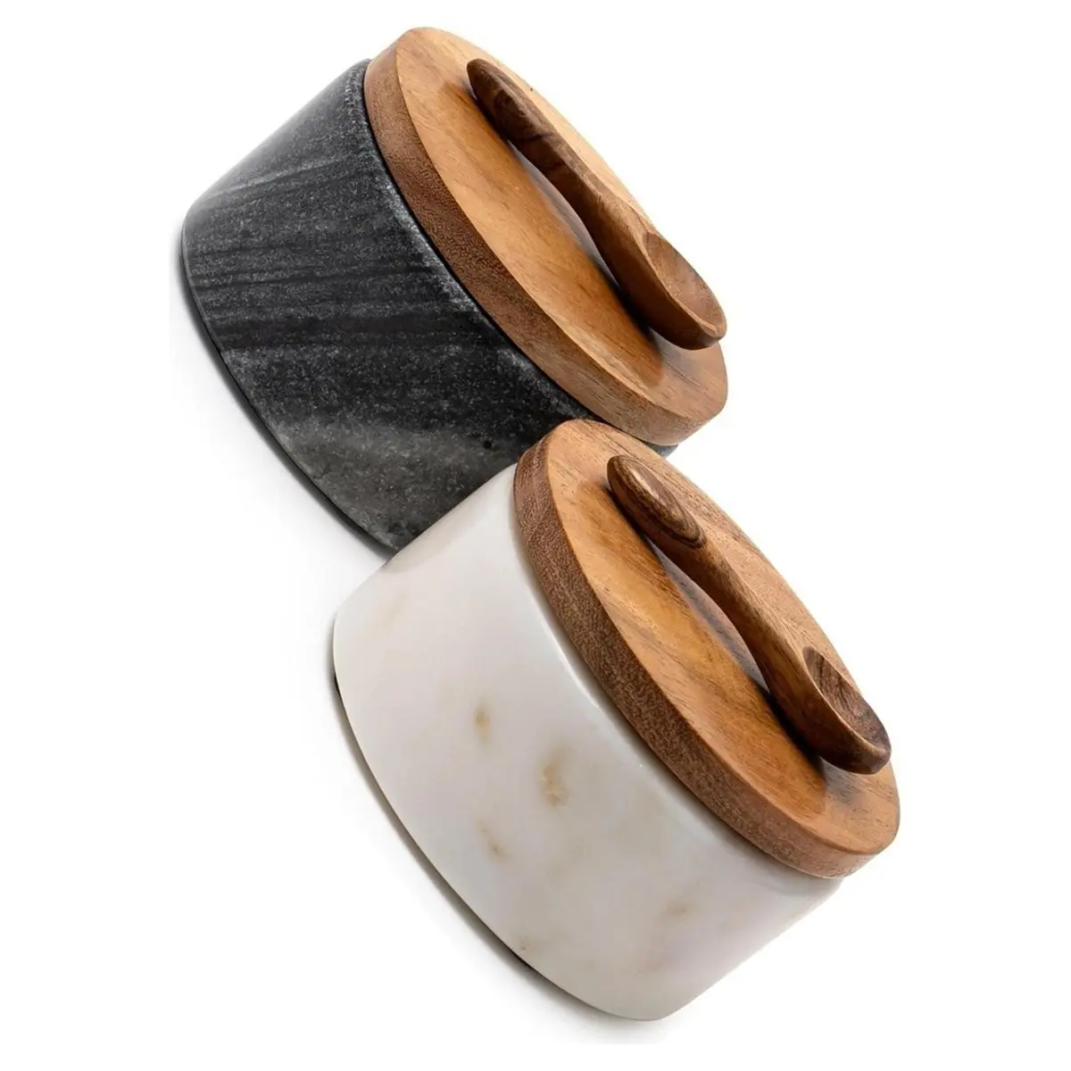 Workshop Gear 1set Seasoning Jars with Wooden Lids and Spoons, Marble Salt Shakers, and Seasoning Storage Jars-Perfect for Kitch