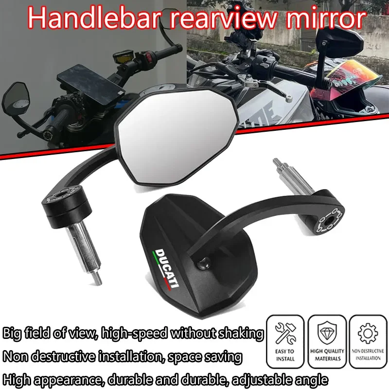 Motorcycle Bar End Mirror 7/8" 22mm Handlebar Rearview Mirror For Duca@ti Streetfighter V4/V2 2020-2023&1098/848/1100 2009-2019
