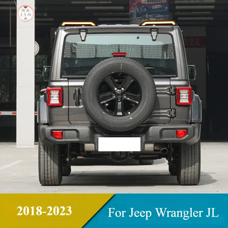 For Jeep Wrangler JL 2018-2023 Car Trunk Top Spoiler Wing Led Driving Brake Reverse Yellow Turn Signal Lamp Body Modification detail image 2