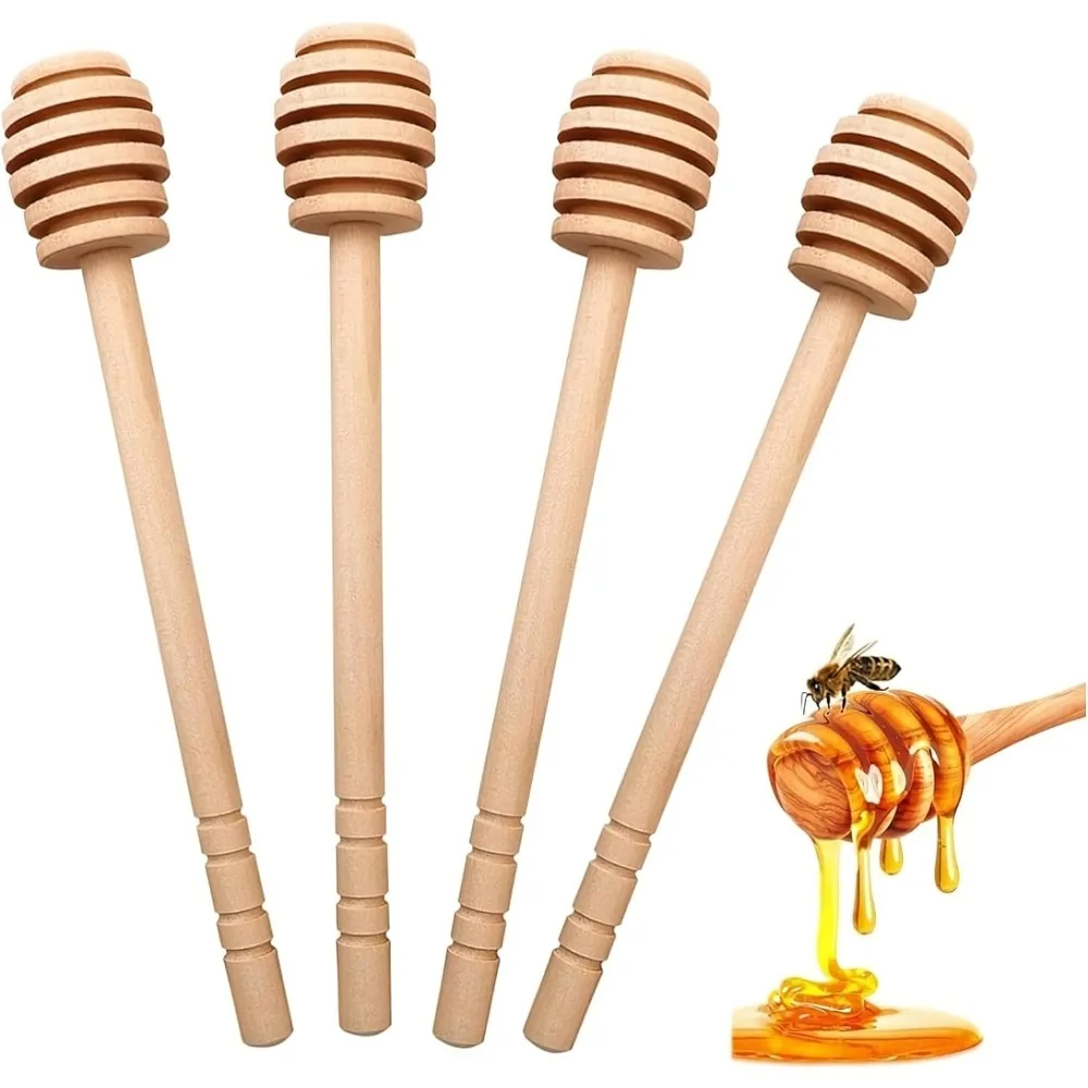 2/4/8 Stück 16 cm/6,3 Zoll Holz-Honig-Rührer, Honig-Pipper-Sticks, Wabenstäbchen aus Holz, Honiglöffel-Rührer für Karamell