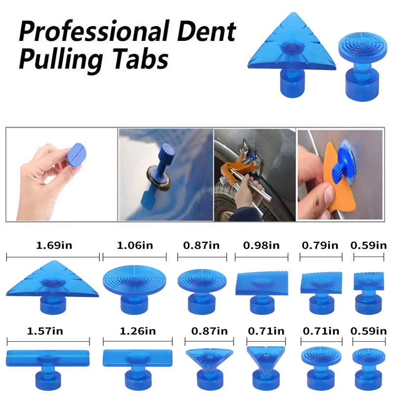 12Pcs New Glue Pulling Tabs Car Body Dent Removal Pulling Tabs Paintless Dent Repair Tools Glue Puller Tabs Set