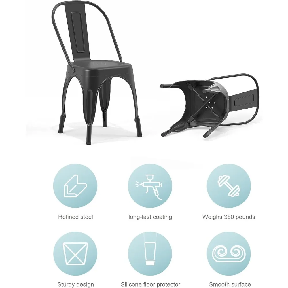 Metal Dining Chair Farmhouse Tolix Style | Kitchen, Dining Room, Café, Bistro, Patio Use, 18 Inch Stackable Design