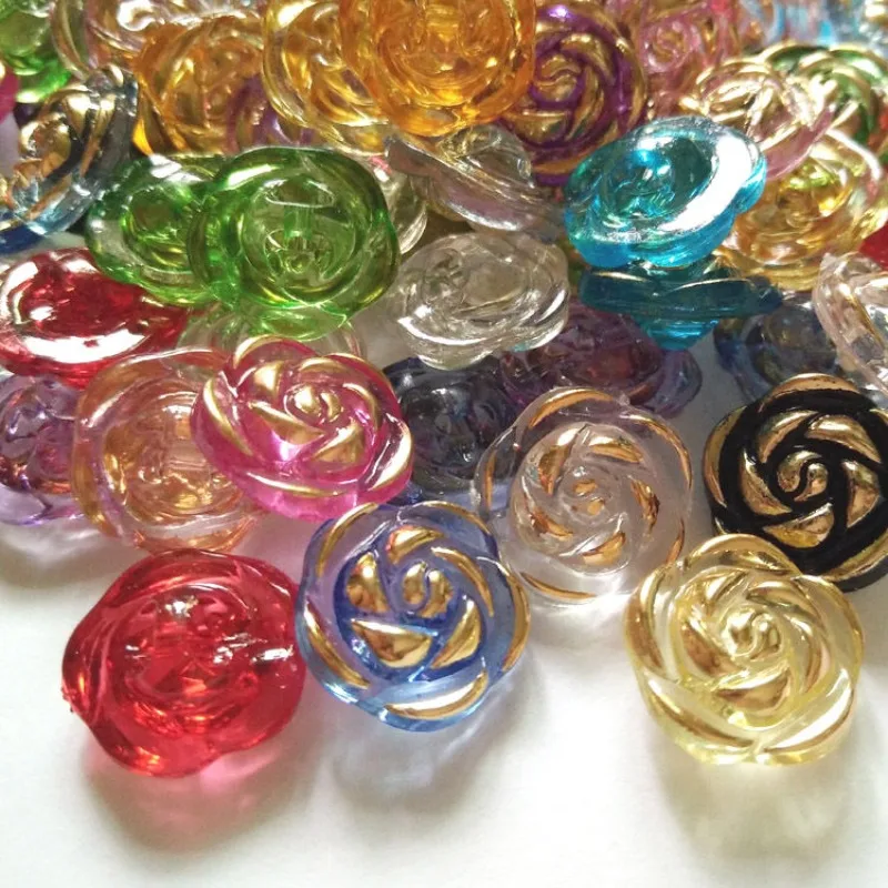 

13Mm 5pcs pack Rose Women's Shirt Buttons Transparent Candy Color Clothes Buttons DIY Colored Children's Bags Decorative Buttons