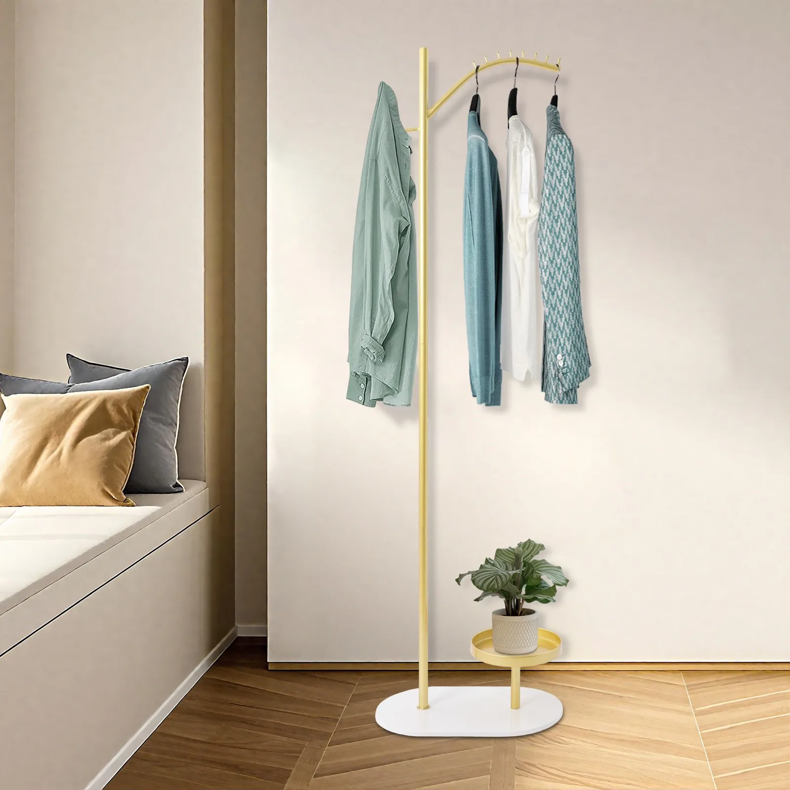 

Clothes Rack With Marble Base Standing Clothes Coat Rack With 8 Hooks Sturdy