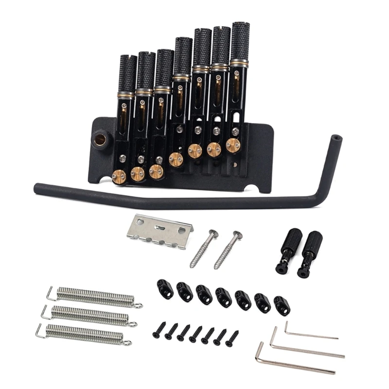 

Electric Guitar Bridge Tremolo System Set with Tailpiece Screws Black 6/7 Strings Headless Guitar Bridge Tremolo Device