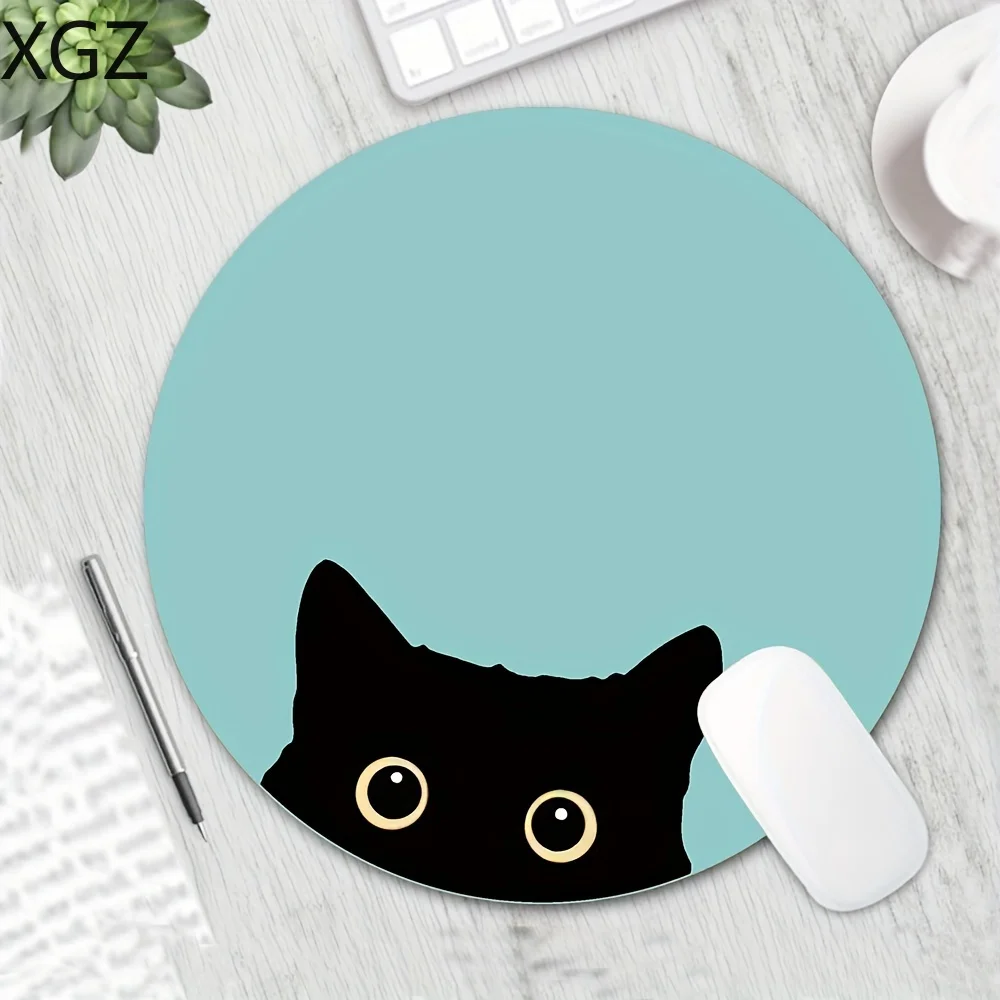 

New 20x20/22x22cm personalized cute black cat circular anime mouse pad with anti slip rubber base for office and home decoration