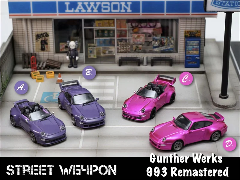 

SW 1:64 Gunther Werks GW Remastered Night Purple / Electric Pink Aperta Coupe Diecast Model Car
