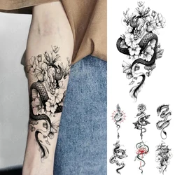 Waterdichte Tijdelijke Tattoo Sticker Y2K Flying Dragon Snake Geisha Bloem Flash Tatoo Vrouwen Mannen Arm Mouwen Body Art Nep Tattoos