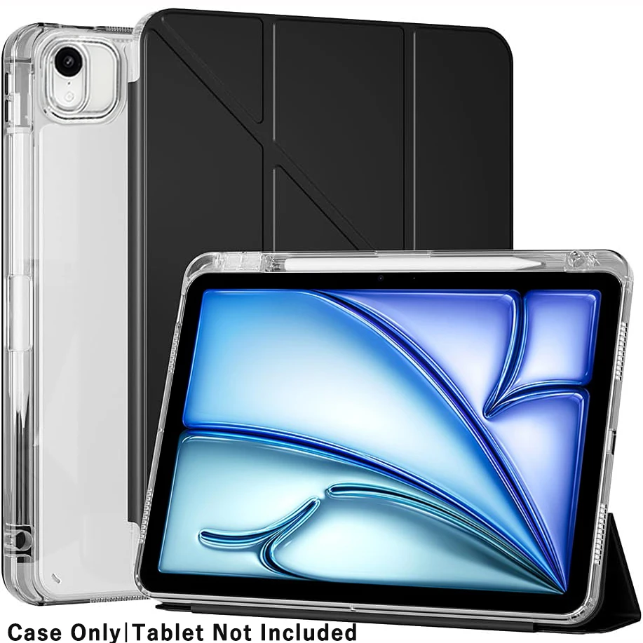 

3+Y-fold Flip Clear Tablet Cover For iPad Air 11 inch 2024 M2 Magnetic Stand Acrylic Back Shell For iPad Air 11 2025 M3