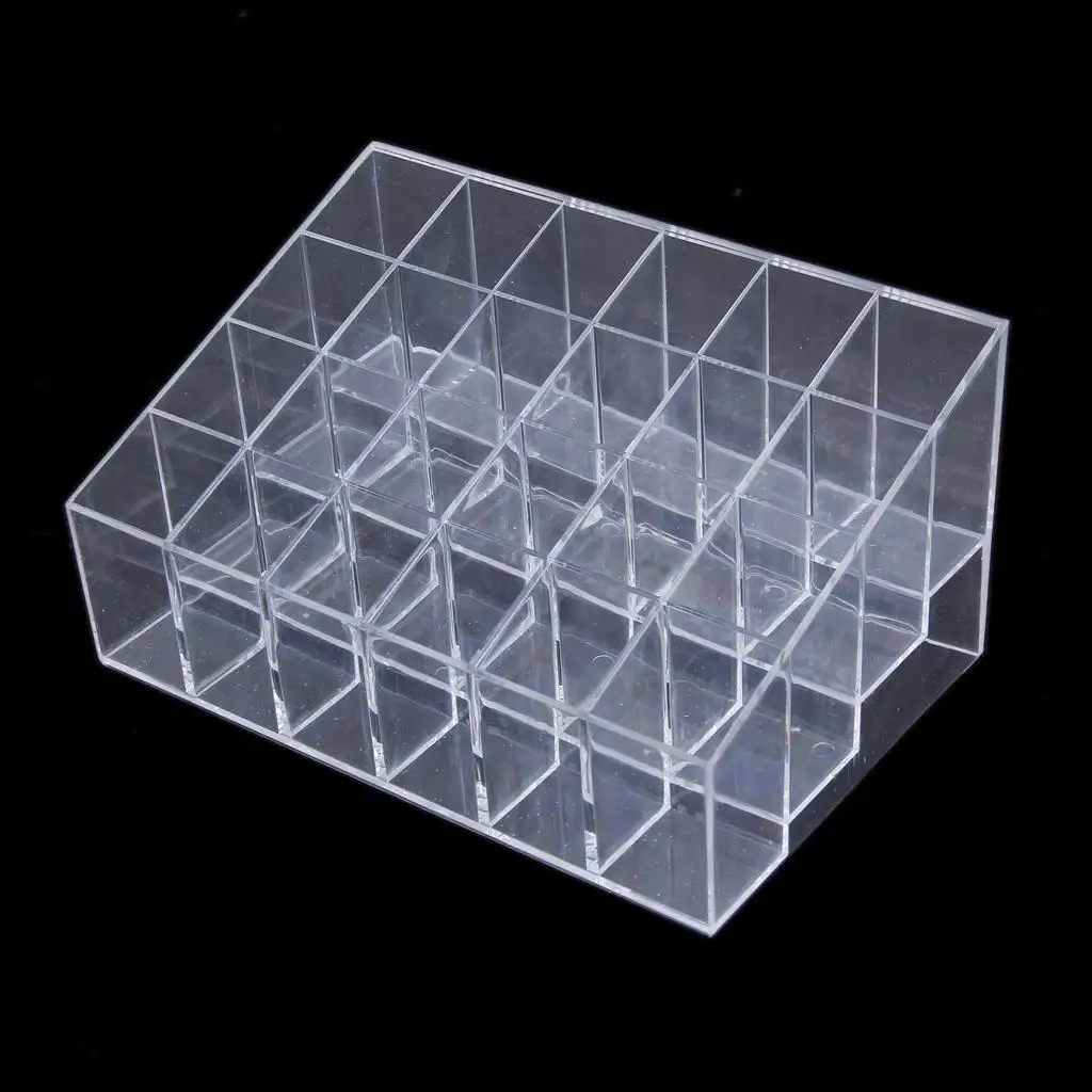 Acrílico Batom Display Rack, unha polonês, Maquiagem Stand, 24 compartimentos