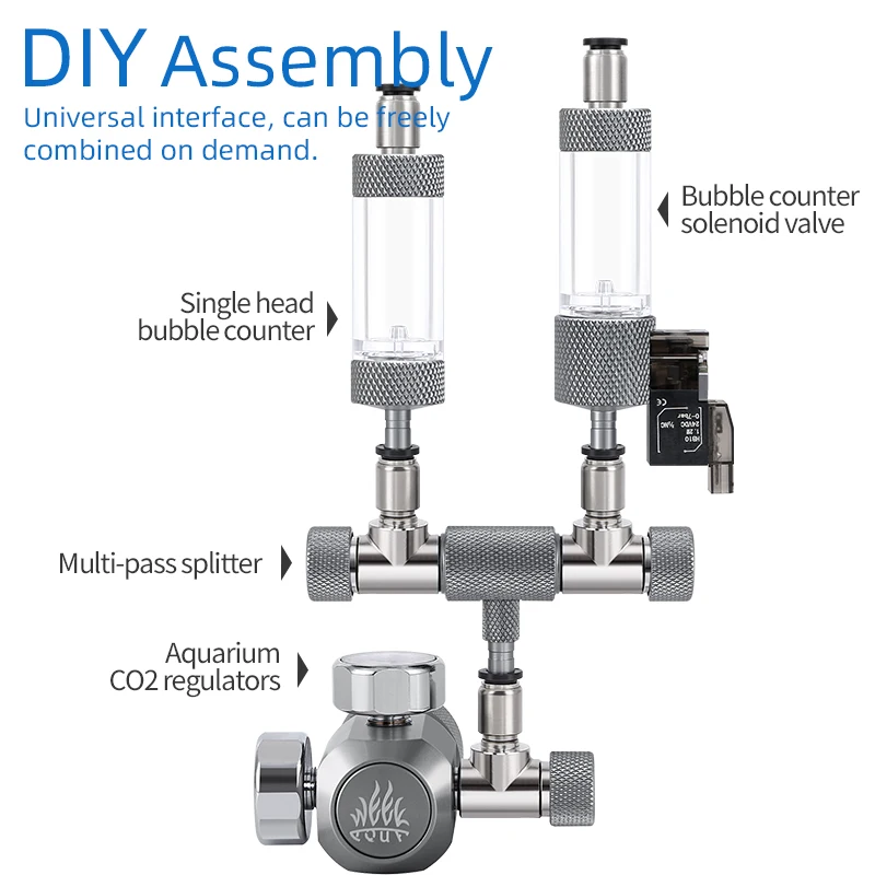 

WEEK AQUA Аквариумный двойной индикатор Co2 Комплект регулятора Система излучателя для аквариума с счетчиком пузырьков и обратным клапаном