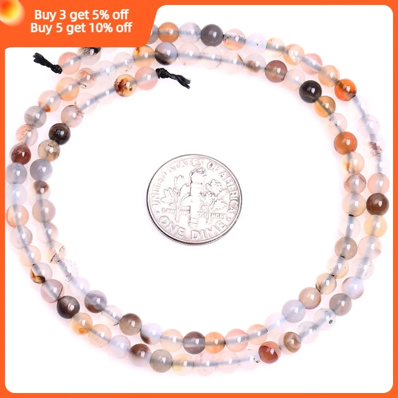 Natural Gray Dendritic Agates Round Accessorries Beads For Jewelry Making Strand 15 Inch DIY Jewelry Bead For Women Gift