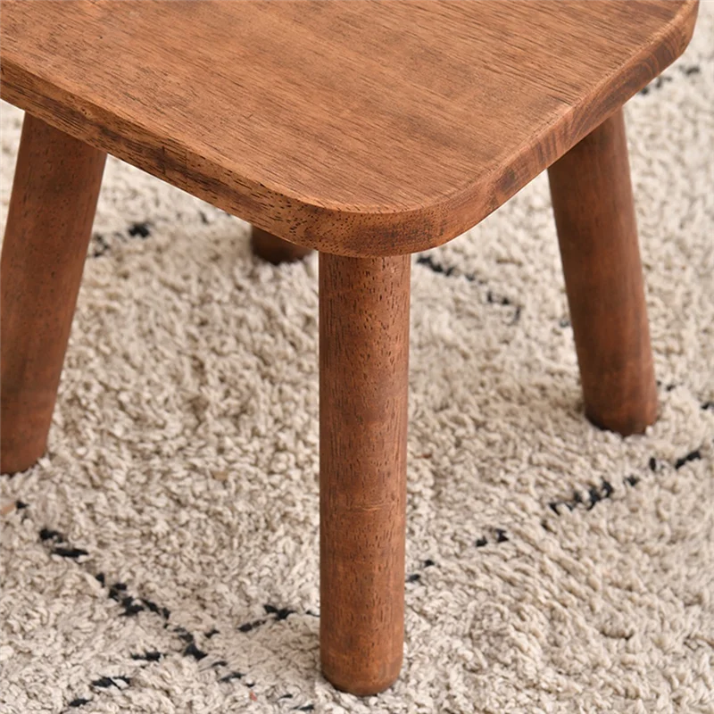 

ABBP-Shoe Changing Stool, 1Pc All Solid Wood Small Walnut Color For Living Room, For Entrance, Bathroom, Bedroom, Kitchen