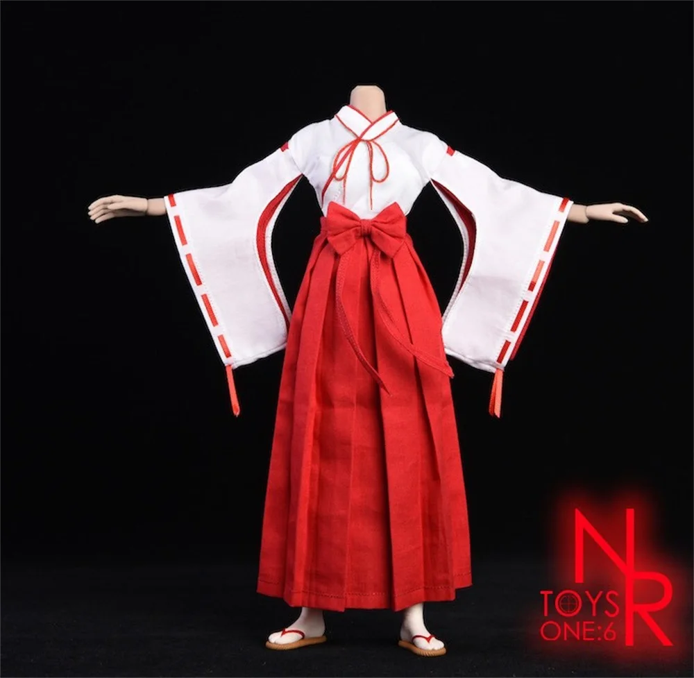 1/6 NRTOYS NR20 Weibliche Soldat Kikyo-lattich-perücke Hexe Kimono Miko Anzug Mit Clogs Kleidung Modell für 12 Zoll Action Figur Körper spielzeug