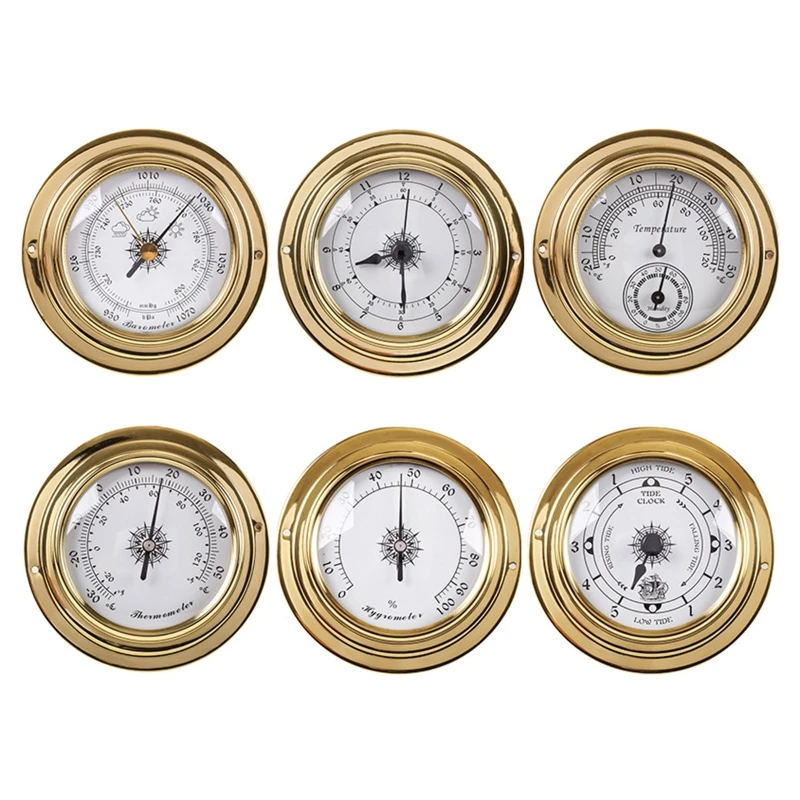 Wall Mounted Barometer Thermometer Hygrometer Weather Station Clock Tide Clock Temperature Hygrometer for Indoor Outdoor