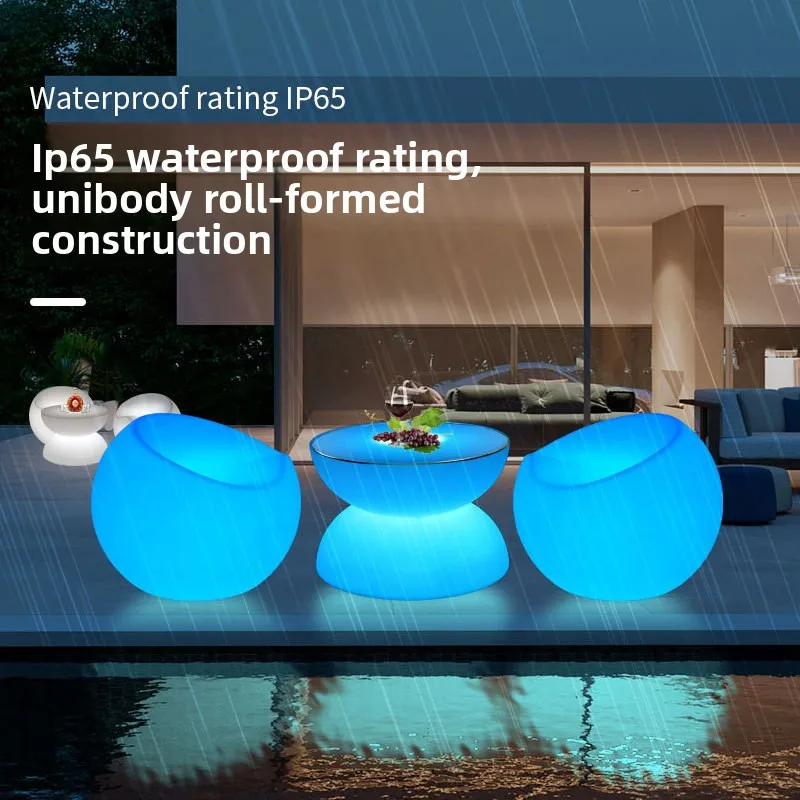 Luminous tables, chairs and stools creative round table bar bar table remote control colorful charging